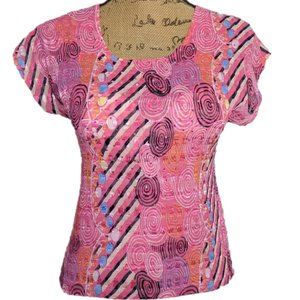 Belissimo NY Pink Crystal Short Sleeve Top